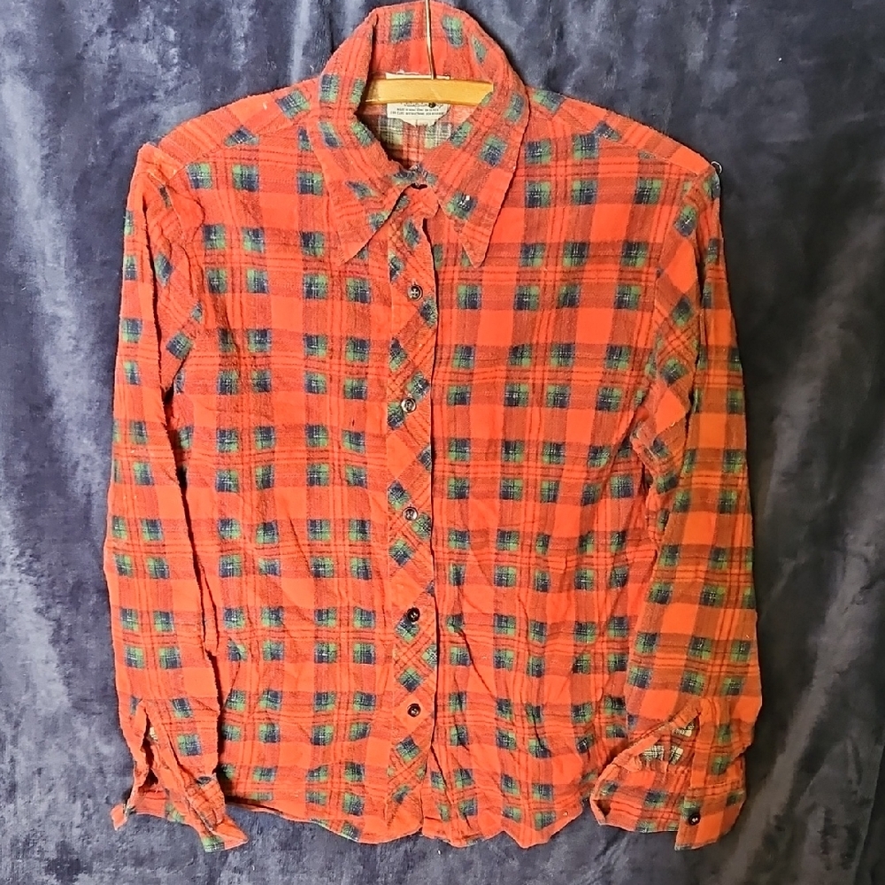 Kmart Red and Green Plaid Flannel Shirt